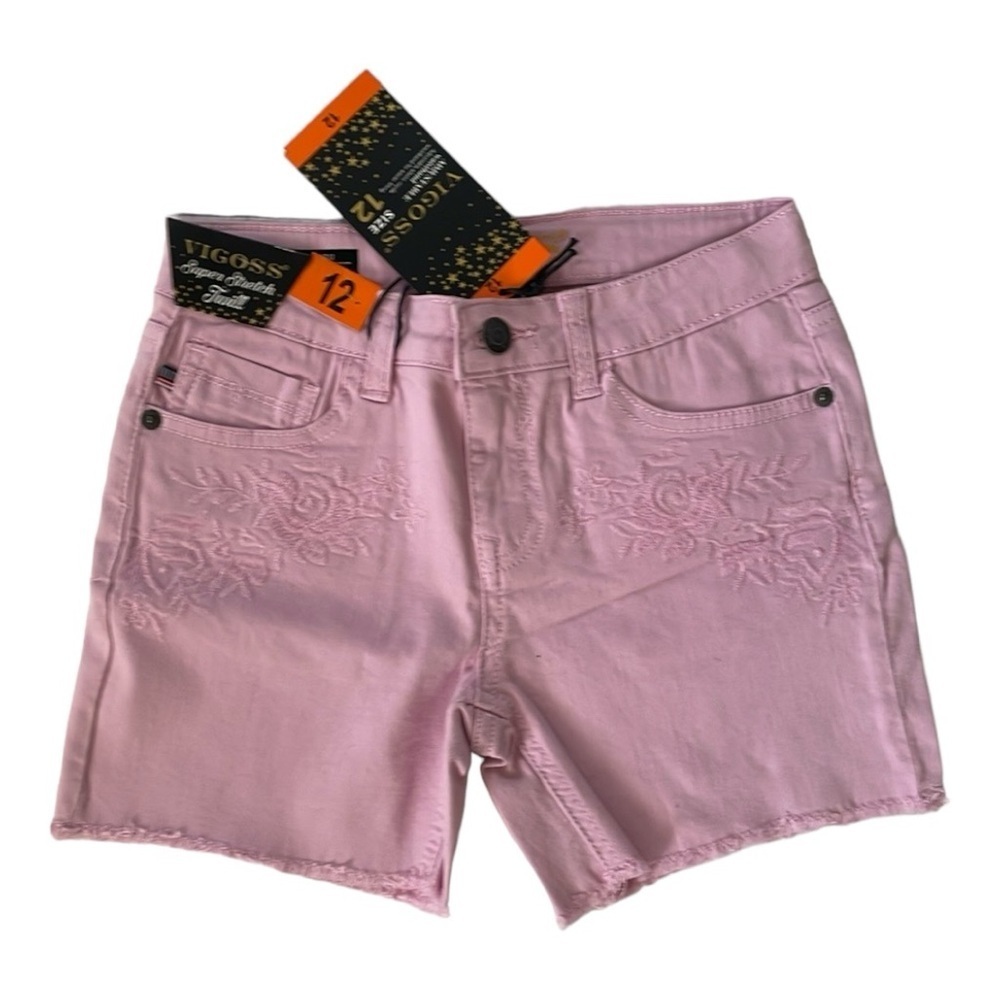 ♥️Vigoss♥️Girls Pink -Mid-shorts with raw hem size (12)